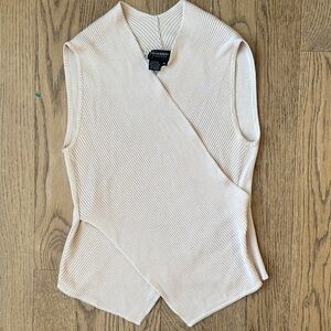 Cream Ribbed Sleeveless Top